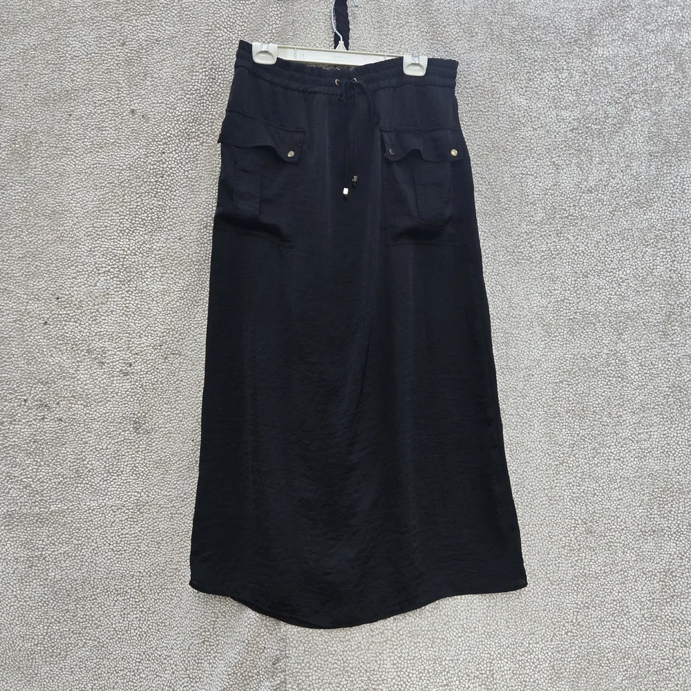 Michael Kors Black Drawstring‎ Maxi Skirt